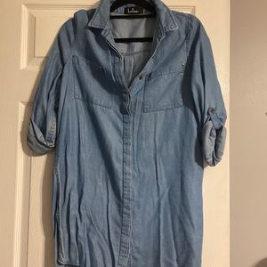 Denim shirt dress with long sleeves